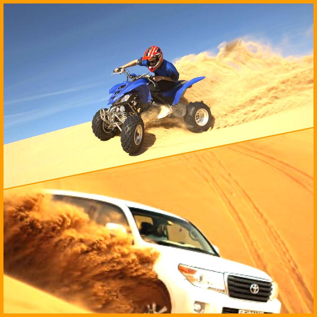 Evening Desert Safari with Quad Bike, Dune Bashing, Camel Ride, Shows, Dinner